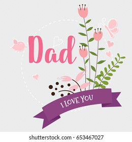 Happy fathers day card design. Vector Illustration.