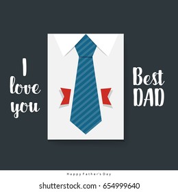 Happy fathers day card design with Big Tie. Vector Illustration.