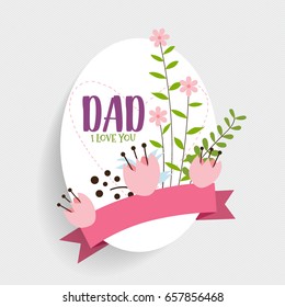 Happy fathers day card design. Vector Illustration.