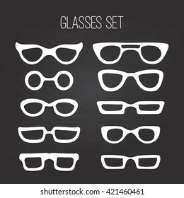 Happy Father's day card elements - glasses set isolated on the white background. Illustration for Fathers Day invitations. 