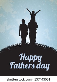 Happy Fathers day card with family vector illustration