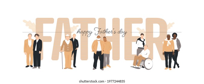 Happy Father's Day card. Flat vector illustration.