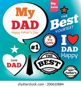 Happy father's day card with font, typography 