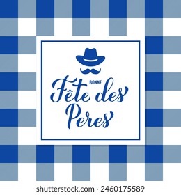 Happy Fathers Day card in French. Vector template for poster, banner, flyer,  invitation, etc