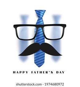 happy fathers day card with glasses mustache and tie