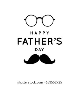 Happy father's day card with glasses and mustache, Vector illustration.