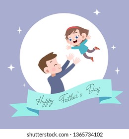 happy fathers day card greeting vector illustration