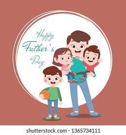 happy fathers day card greeting vector illustration