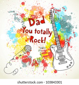 Happy Father's Day card, with guitar and microphone