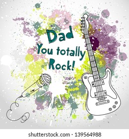 Happy Father's Day card, with guitar and microphone