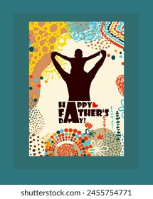 Happy Father's Day card. hand drawing. Not AI, Vector illustration.