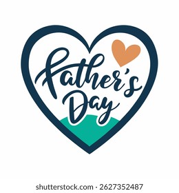 Happy Father`s Day card. Handwritten lettering heart shape. Fathers day banner.  Vector illustration on white background.