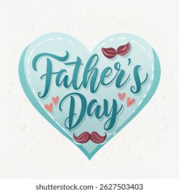 Happy Father`s Day card. Handwritten lettering heart shape. Fathers day banner.  Vector illustration on white background.
