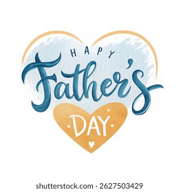 Happy Father`s Day card. Handwritten lettering heart shape. Fathers day banner.  Vector illustration on white background.