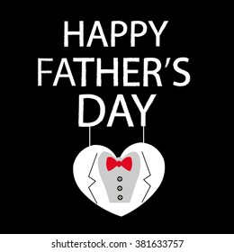 Happy Father's Day card with hanging heart vector greeting card
