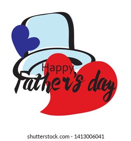 happy father's day card with hat red butterfly and two hearts vector