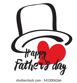 happy father's day card with hat and red heart, vector