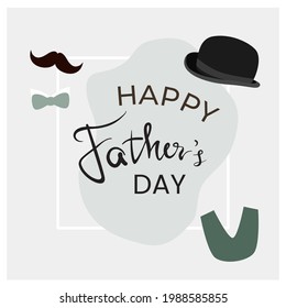 Happy Father's Day card with hat, mustache, and bow tie.