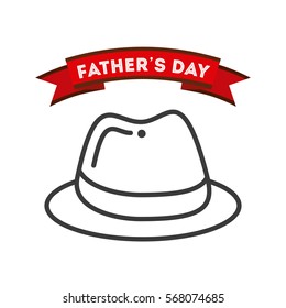 happy father's day card with hat icon over white background. colorful design. vector illustration