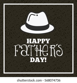 happy father's day card with hat icon over black background. colorful design. vector illustration