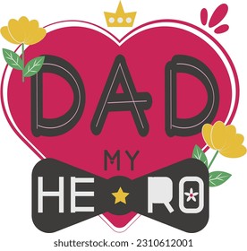 Happy Father's Day Card Heart Flat  Symbol Sticker Illustration 