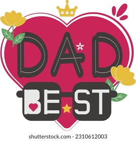 Happy Father's Day Card Heart Flat  Symbol Sticker Illustration 