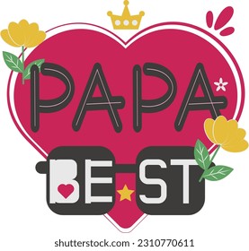 Happy Father's Day Card Heart Flat  Symbol Sticker Illustration 