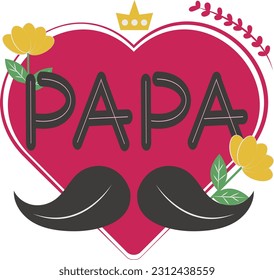 Happy Father's Day Card Heart Flat  Symbol Sticker Illustration 