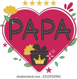 Happy Father's Day Card Heart Flat  Symbol Sticker Illustration 