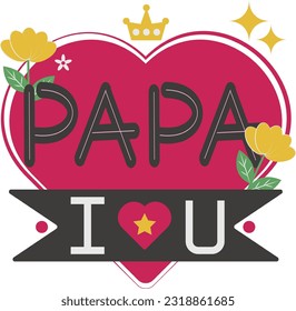 Happy Father's Day Card Heart Flat  Symbol Sticker Illustration 