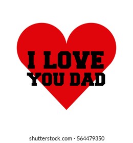 happy father's day card with heart icon. colorful design. vector illustration