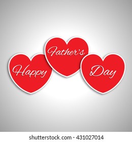 Happy father's day card with hearts. Festive background.