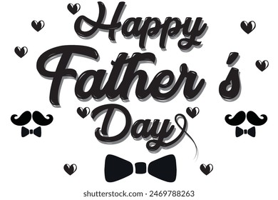 Happy fathers day card with icons heart and arrow. Editable vector design. Happy Father's Day lettering typography composition for postcard, card, invitation. Greeting card, calligraphy. 7891