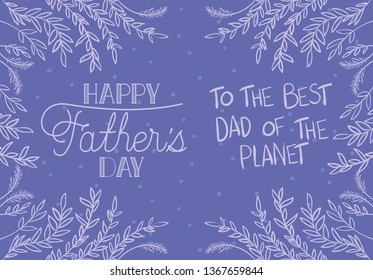 happy fathers day card with leafs decoration