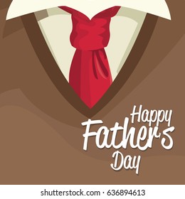 happy fathers day card. lettering over clothes man and tie design