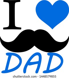 Happy Father's Day Card, I love dad. Vector Illustration - Vector