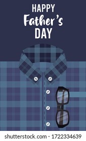 happy fathers day card with male shirt and eyeglasses vector illustration design