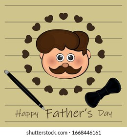 Happy fathers day card with a man cartoon - Vector illustration