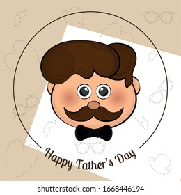 Happy fathers day card with a man cartoon - Vector illustration