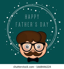 Happy fathers day card with a man cartoon - Vector illustration