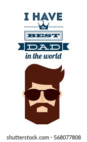 happy father's day card with man face cartoon icon. colorful design. vector illustration