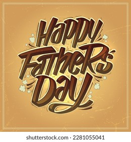 Happy Father's day card mockup with vector hand drawn lettering