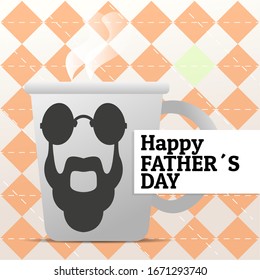 Happy fathers day card with a mug - Vector