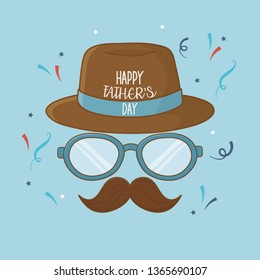happy fathers day card with mustache and glasses
