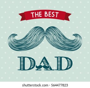 happy father's day card with mustache icon. colorful design. vector illustration