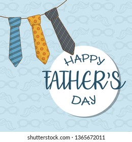 happy fathers day card with neck ties hanging