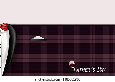 Happy Father's Day card with necktie, white shirt on blue 
background. Greetings and presents for Father's Day.Vector illustration Greeting card template.
