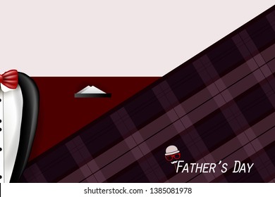 Happy Father's Day card with necktie, white shirt on blue 
background. Greetings and presents for Father's Day.Vector illustration Greeting card template.
