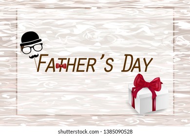 Happy Father's Day card on wooden background. Greetings and presents for Father's Day.Vector illustration Greeting card template.
