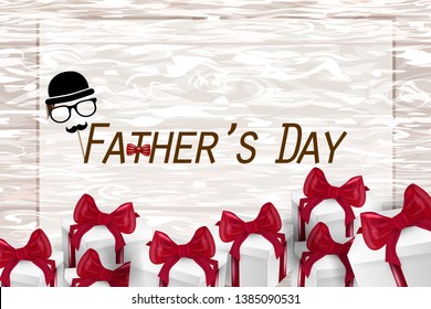 Happy Father's Day card on wooden background. Greetings and presents for Father's Day.Vector illustration Greeting card template.
